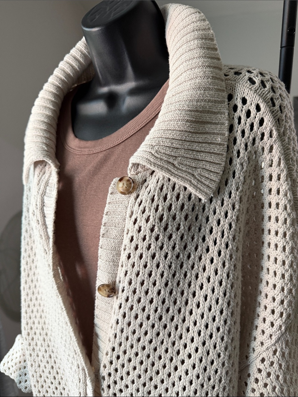 Maurices Cardigan Open-Weave Button-Front